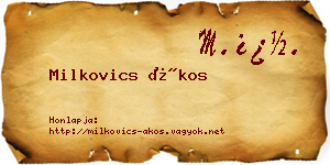 Milkovics Ákos névjegykártya