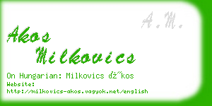 akos milkovics business card